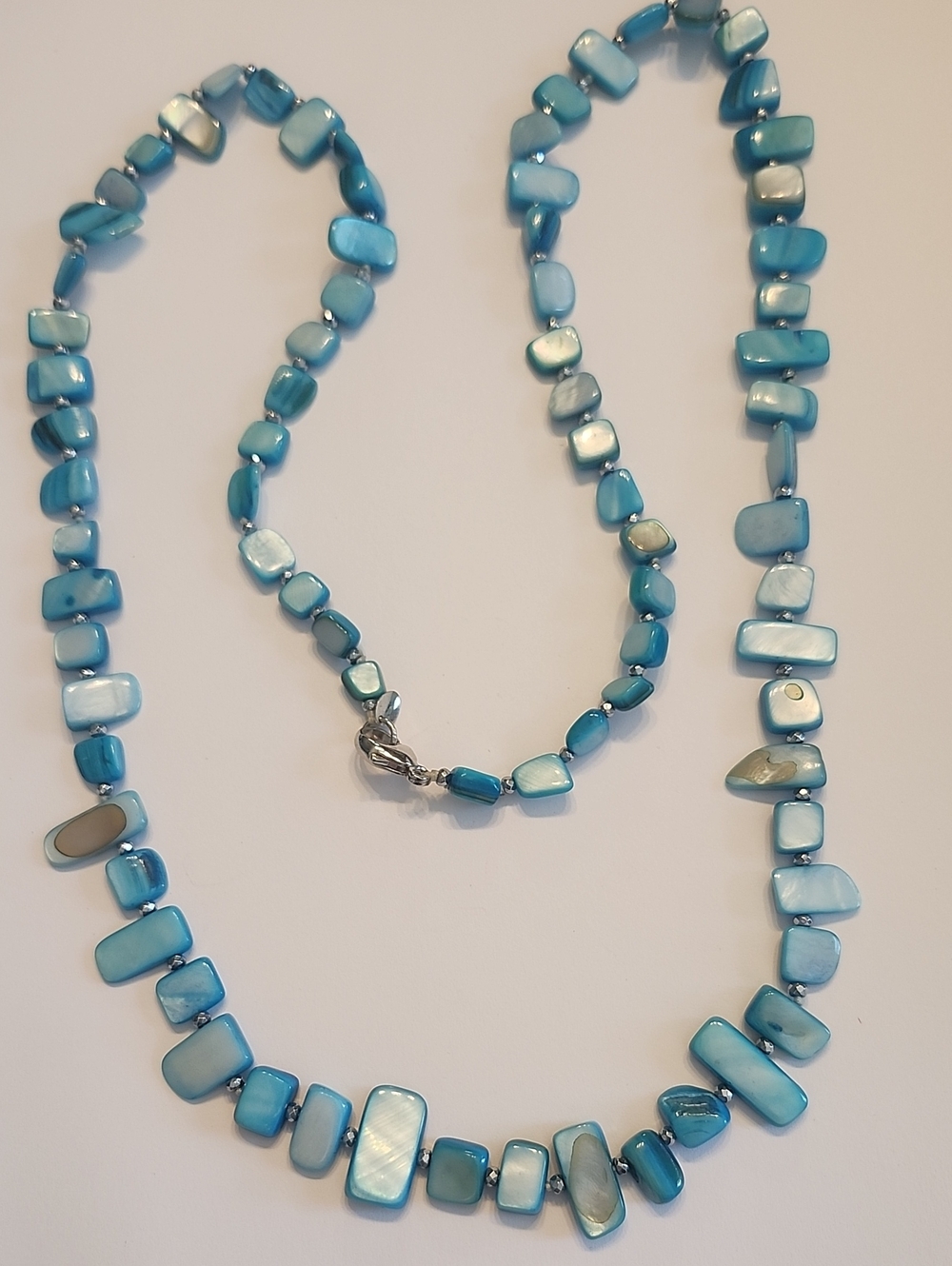 Lucas Lameth LUC 925 Blue Shell Beaded Necklace - Women Jewelry 34" Length